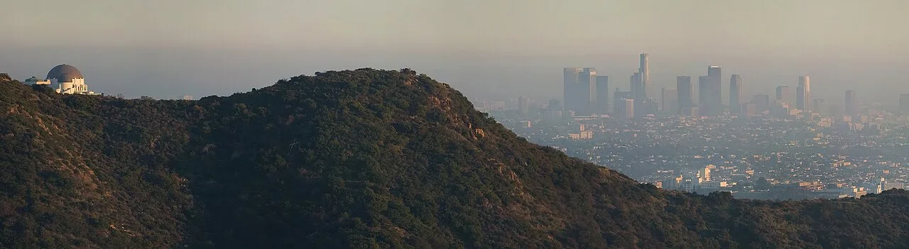 Los Angeles downtown skyline at sunset — World Cup 2026 Group G hosts Belgium vs Iran at SoFi Stadium on June 21