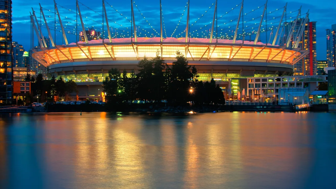 BC Place in downtown Vancouver — Canada's World Cup 2026 home matches air on TSN and CTV in English and RDS and Noovo in French as the co-host nation opens in Toronto on June 12